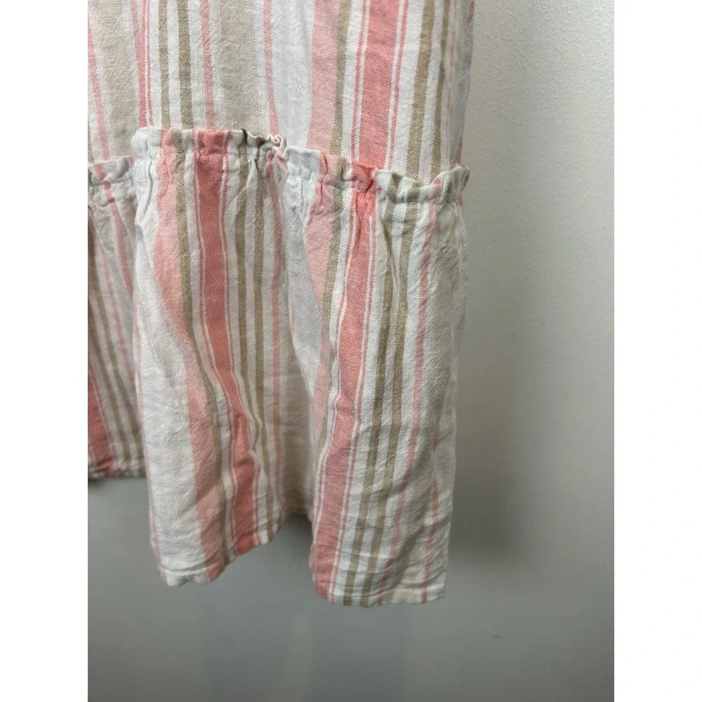 Shirt Dress XXL Sleeveless Mini 2XL Pink Stripe Linen Blend Casual Office New